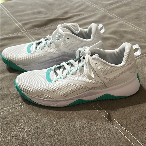 Reebok White and Teal Athletic Shoes - Picture 2 of 6